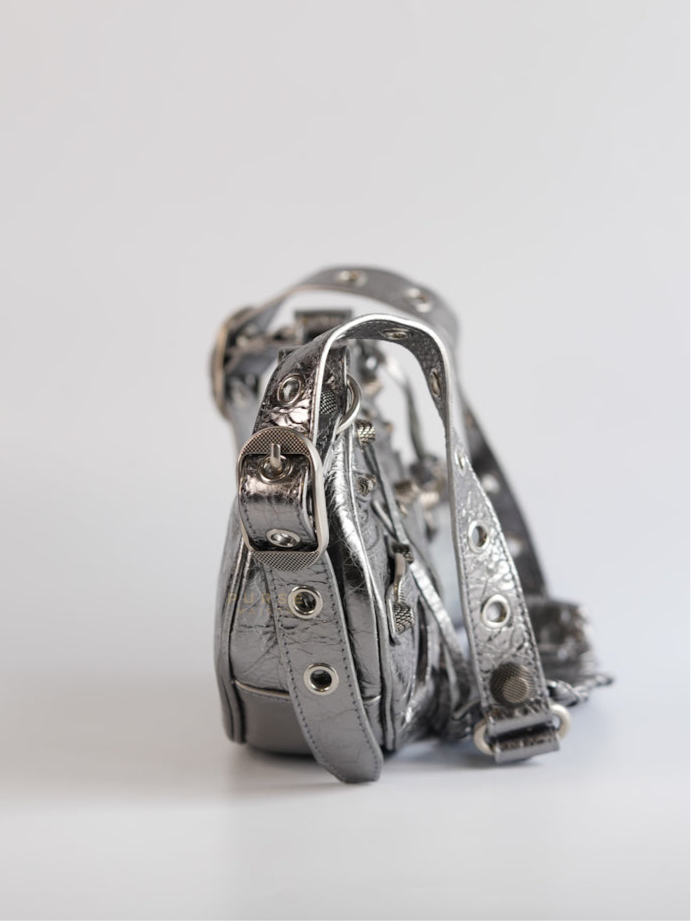 Le Cagole Mini Metalic Silver Shoulder Bag | Purse Maison Luxury Bags Shop