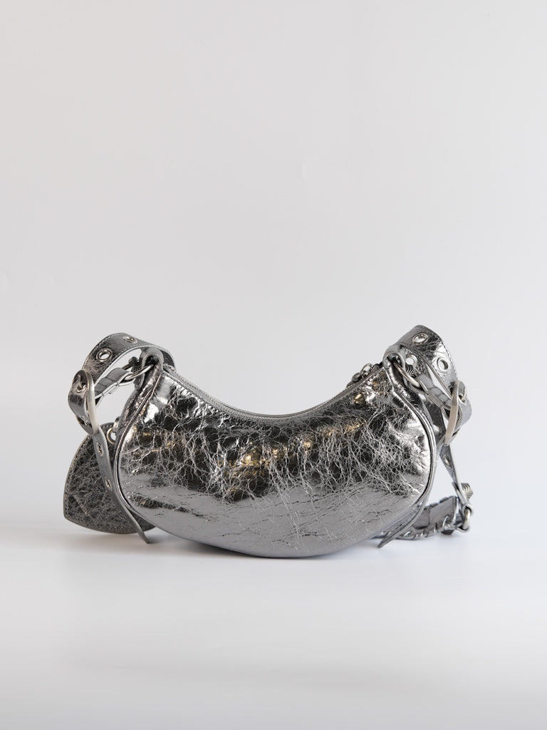 Le Cagole Mini Metalic Silver Shoulder Bag | Purse Maison Luxury Bags Shop