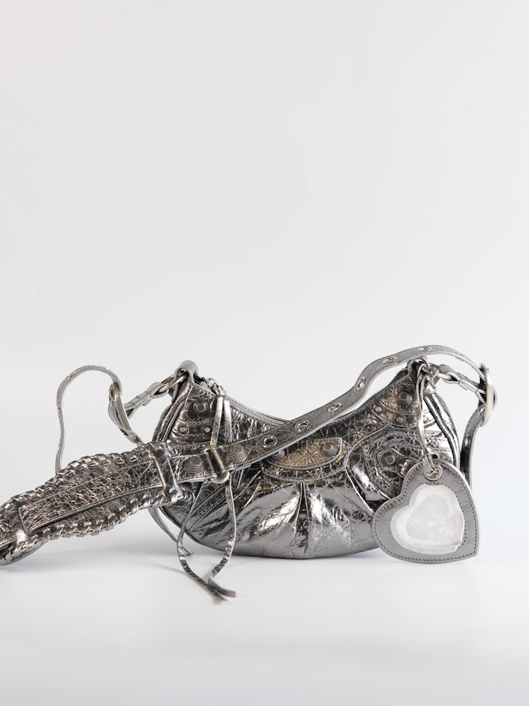 Le Cagole Mini Metalic Silver Shoulder Bag | Purse Maison Luxury Bags Shop