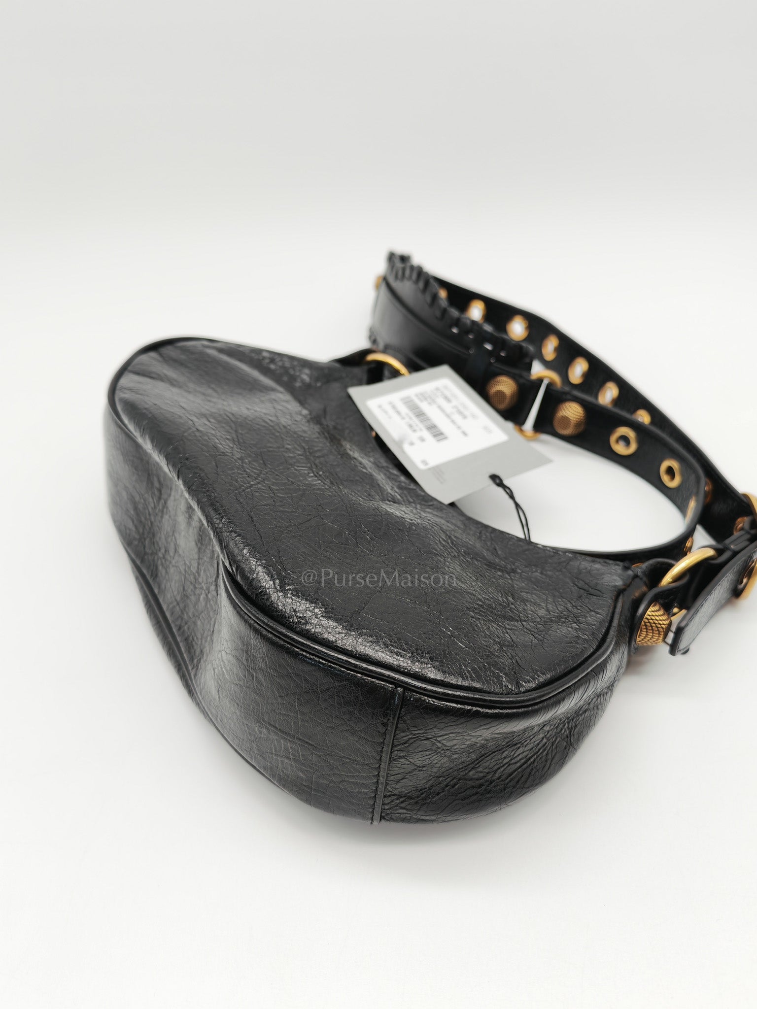 Le Cagole XS Arena in Black Lambskin Leather and Gold Hardware | Purse Maison Luxury Bags Shop