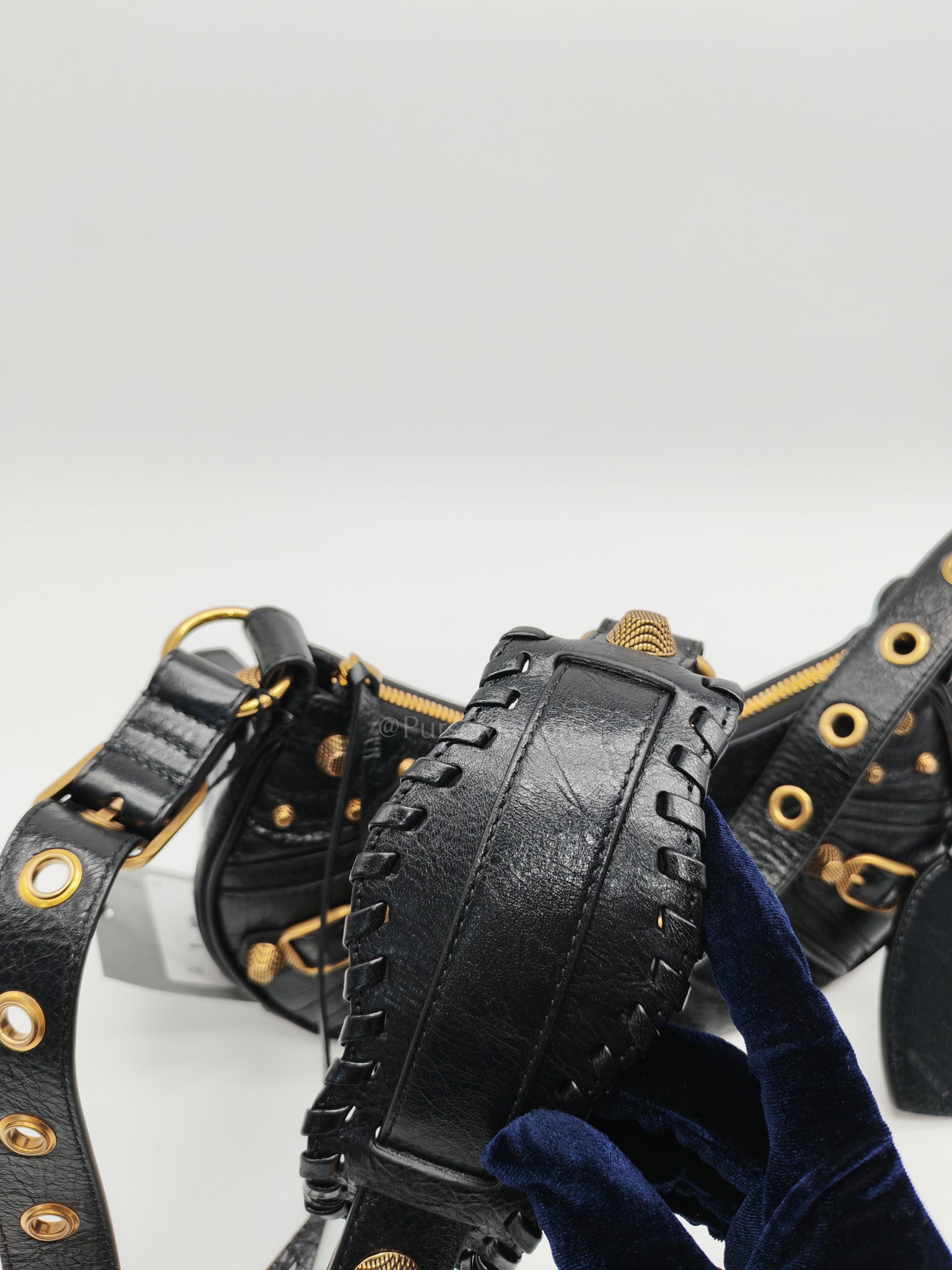 Le Cagole XS Arena in Black Lambskin Leather and Gold Hardware | Purse Maison Luxury Bags Shop