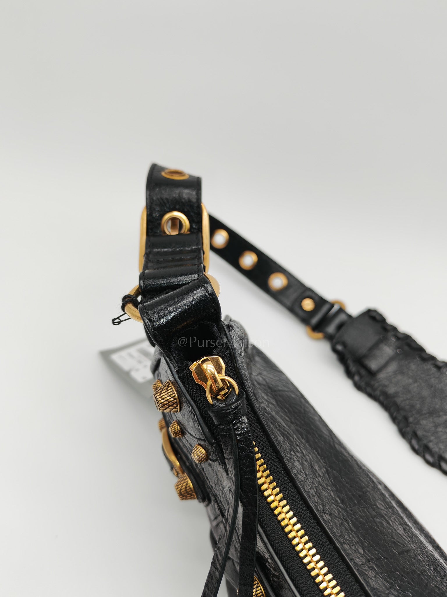 Le Cagole XS Arena in Black Lambskin Leather and Gold Hardware | Purse Maison Luxury Bags Shop
