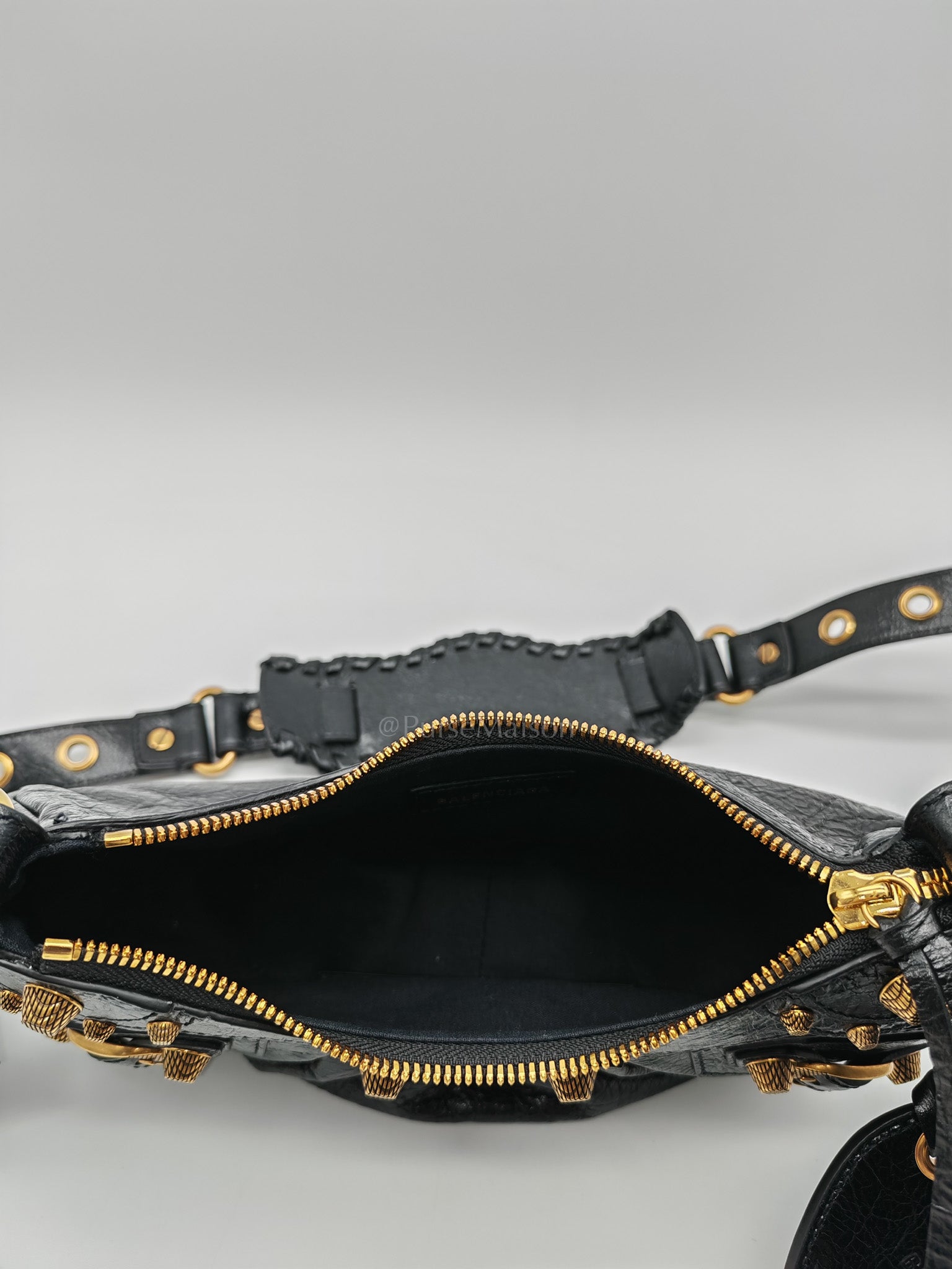 Le Cagole XS Arena in Black Lambskin Leather and Gold Hardware | Purse Maison Luxury Bags Shop