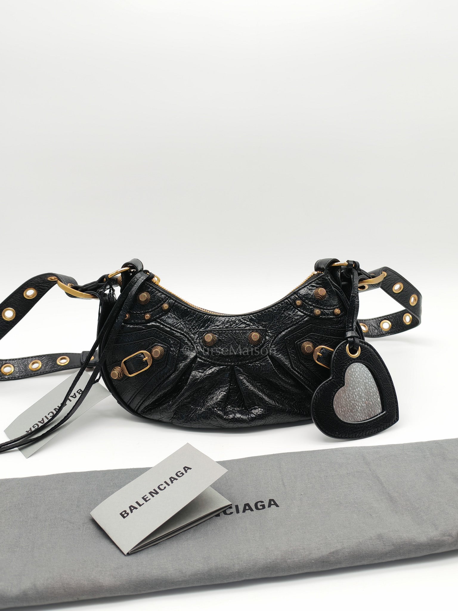 Le Cagole XS Arena in Black Lambskin Leather and Gold Hardware | Purse Maison Luxury Bags Shop