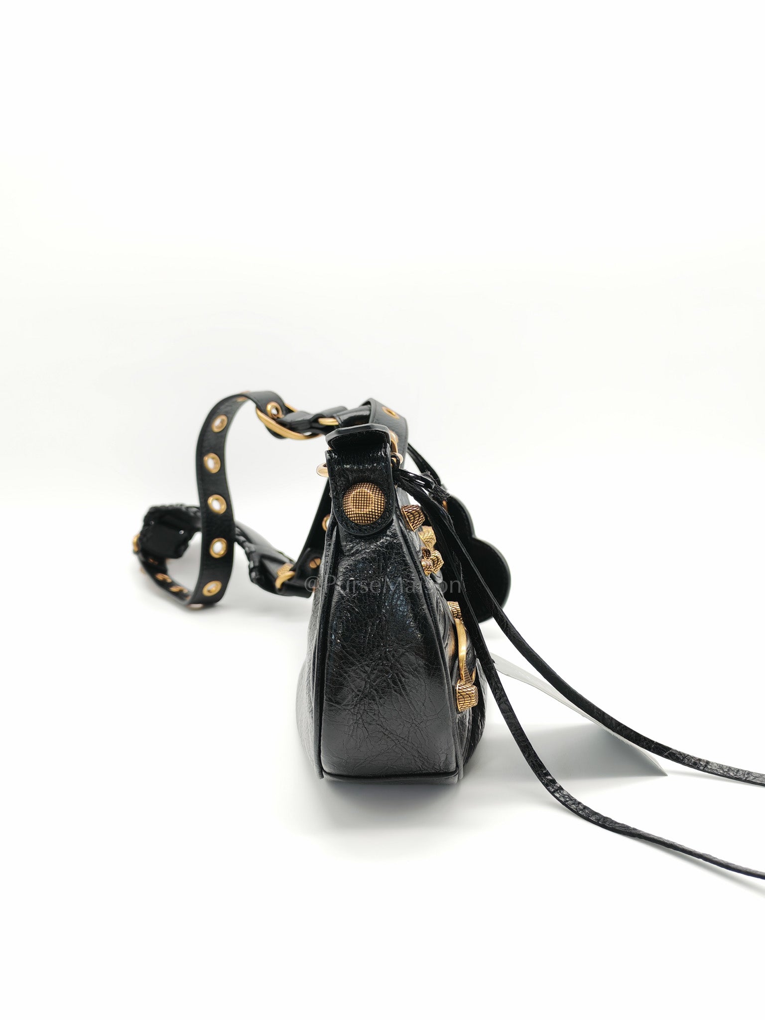 Le Cagole XS Arena in Black Lambskin Leather and Gold Hardware | Purse Maison Luxury Bags Shop