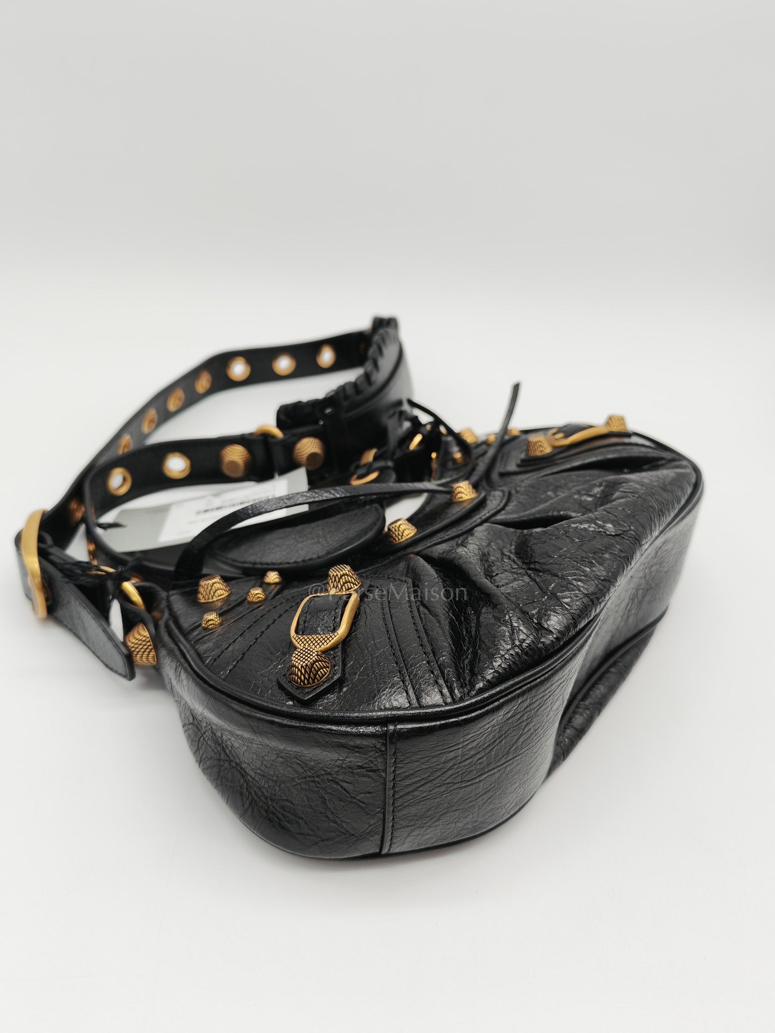 Le Cagole XS Arena in Black Lambskin Leather and Gold Hardware | Purse Maison Luxury Bags Shop