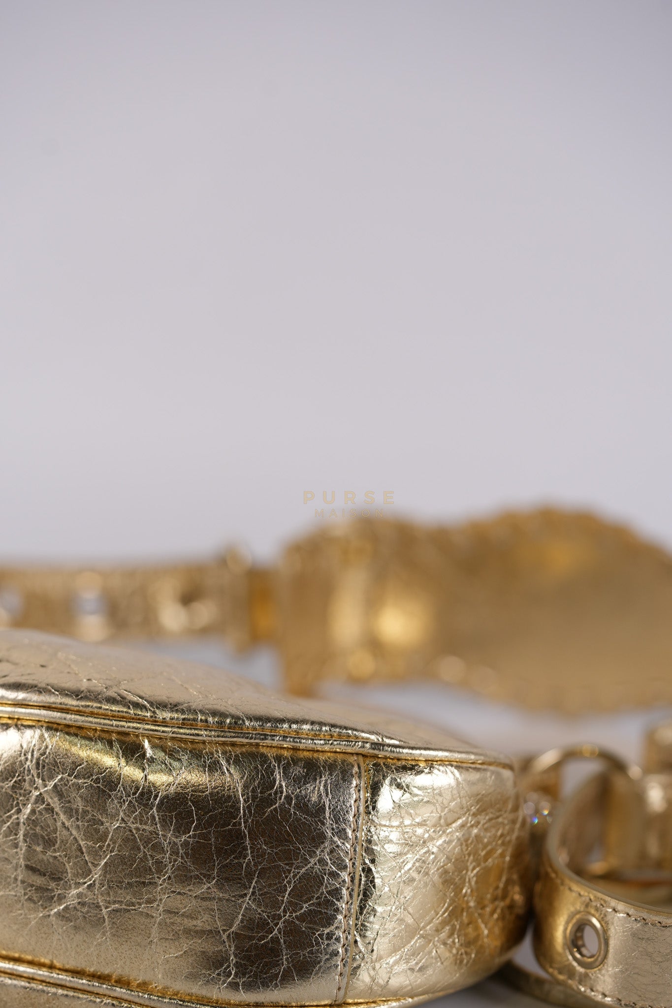 Le Cagole XS Metallic Gold Leather and Diamond Studded Hardware | Purse Maison Luxury Bags Shop