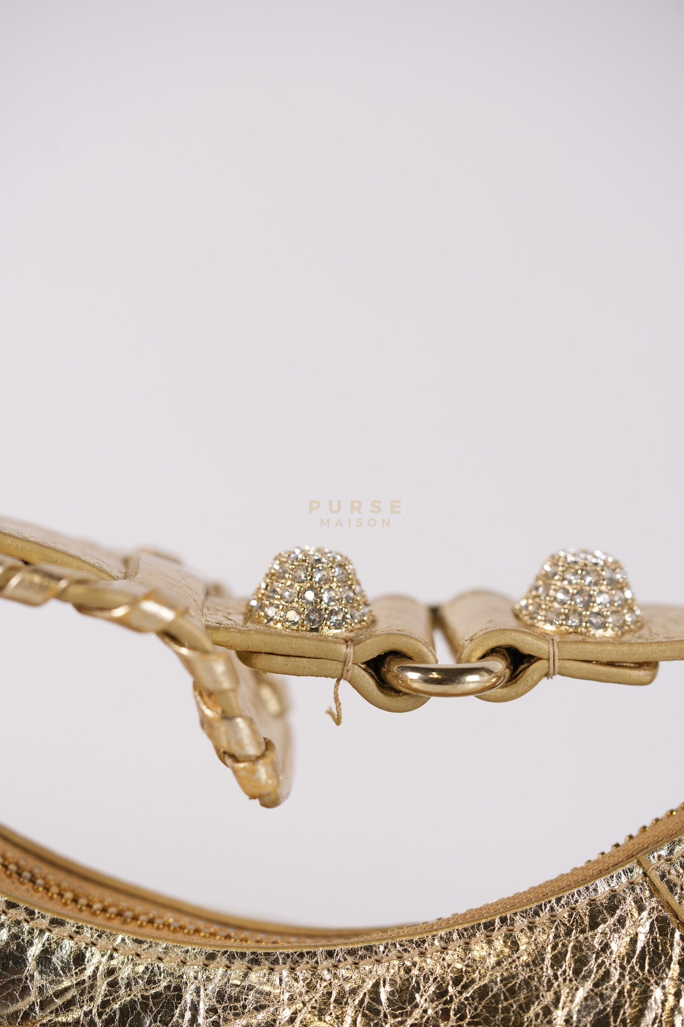 Le Cagole XS Metallic Gold Leather and Diamond Studded Hardware | Purse Maison Luxury Bags Shop