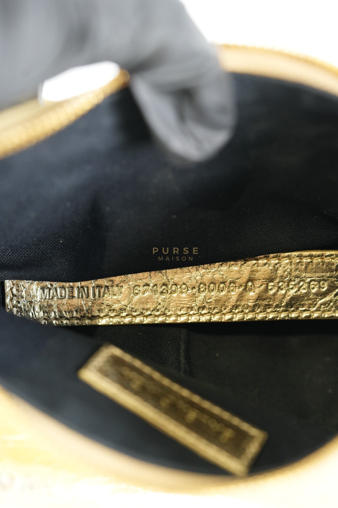 Le Cagole XS Metallic Gold Leather and Diamond Studded Hardware | Purse Maison Luxury Bags Shop