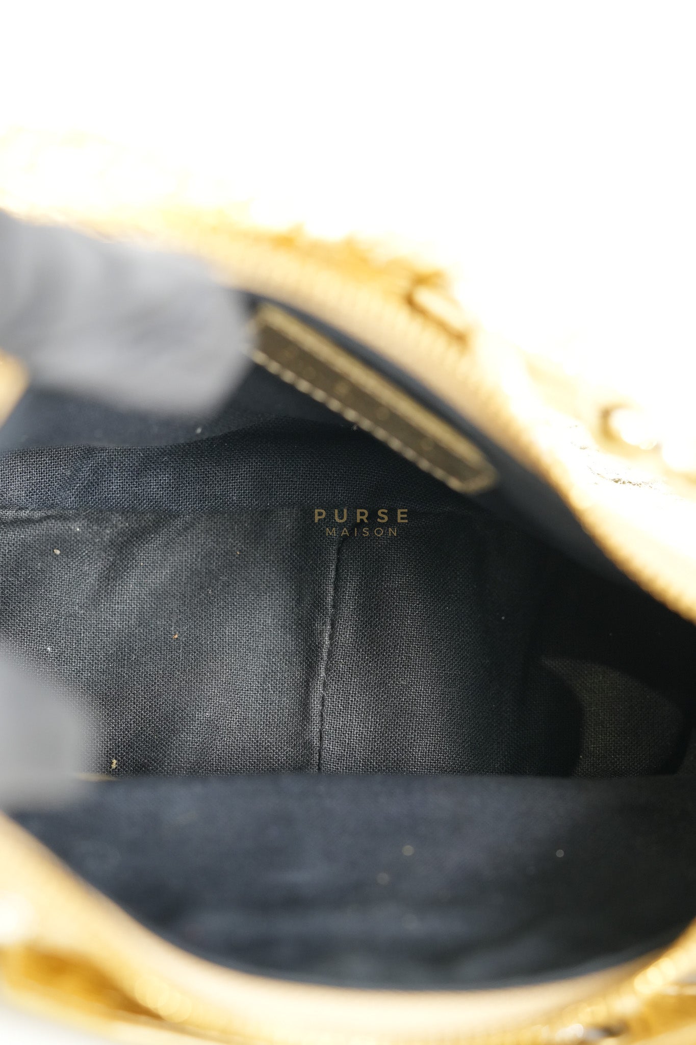 Le Cagole XS Metallic Gold Leather and Diamond Studded Hardware | Purse Maison Luxury Bags Shop