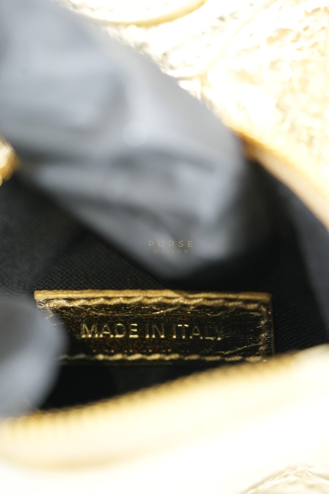 Le Cagole XS Metallic Gold Leather and Diamond Studded Hardware | Purse Maison Luxury Bags Shop