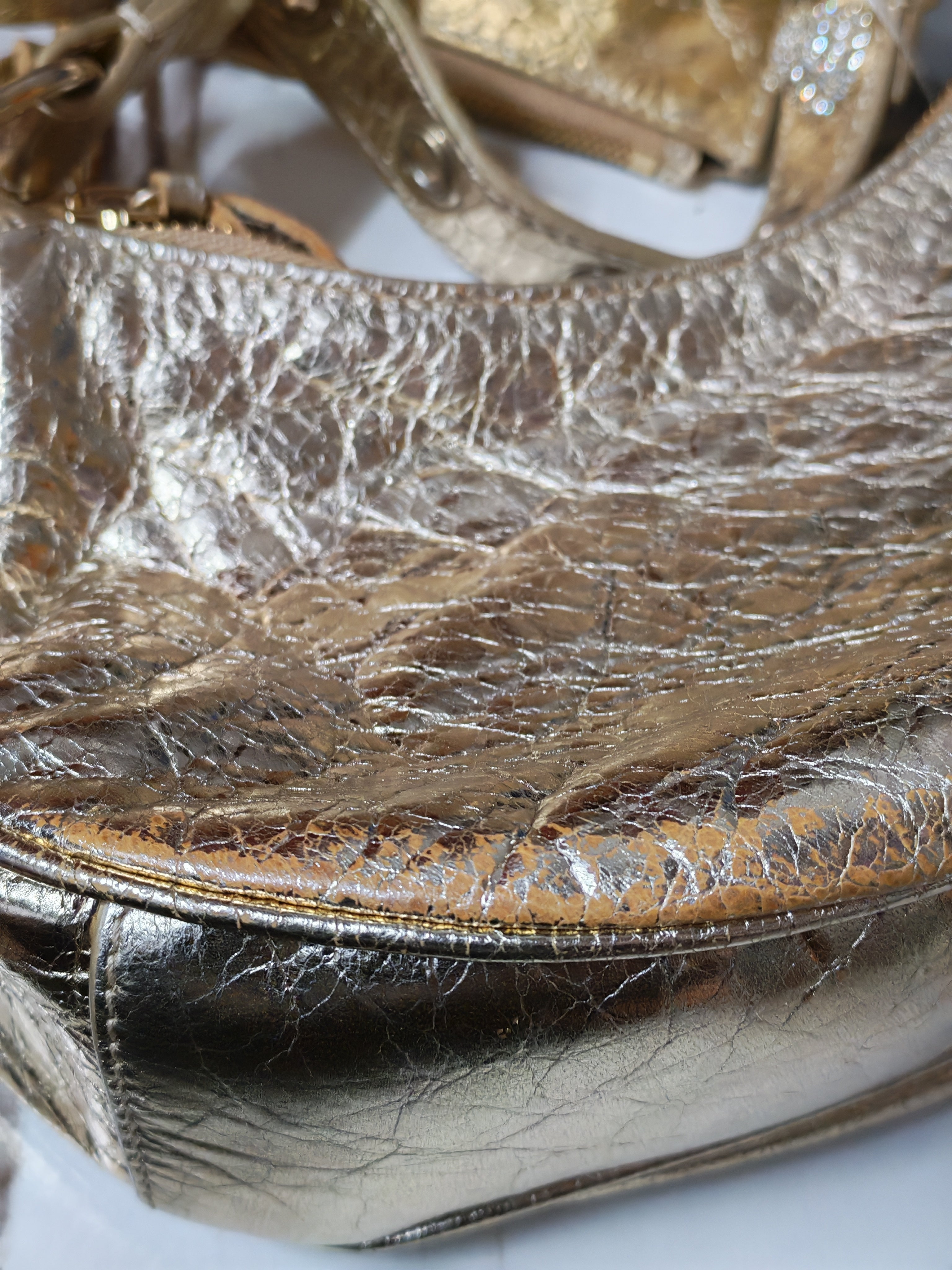 Le Cagole XS Metallic Gold Leather and Diamond Studded Hardware | Purse Maison Luxury Bags Shop