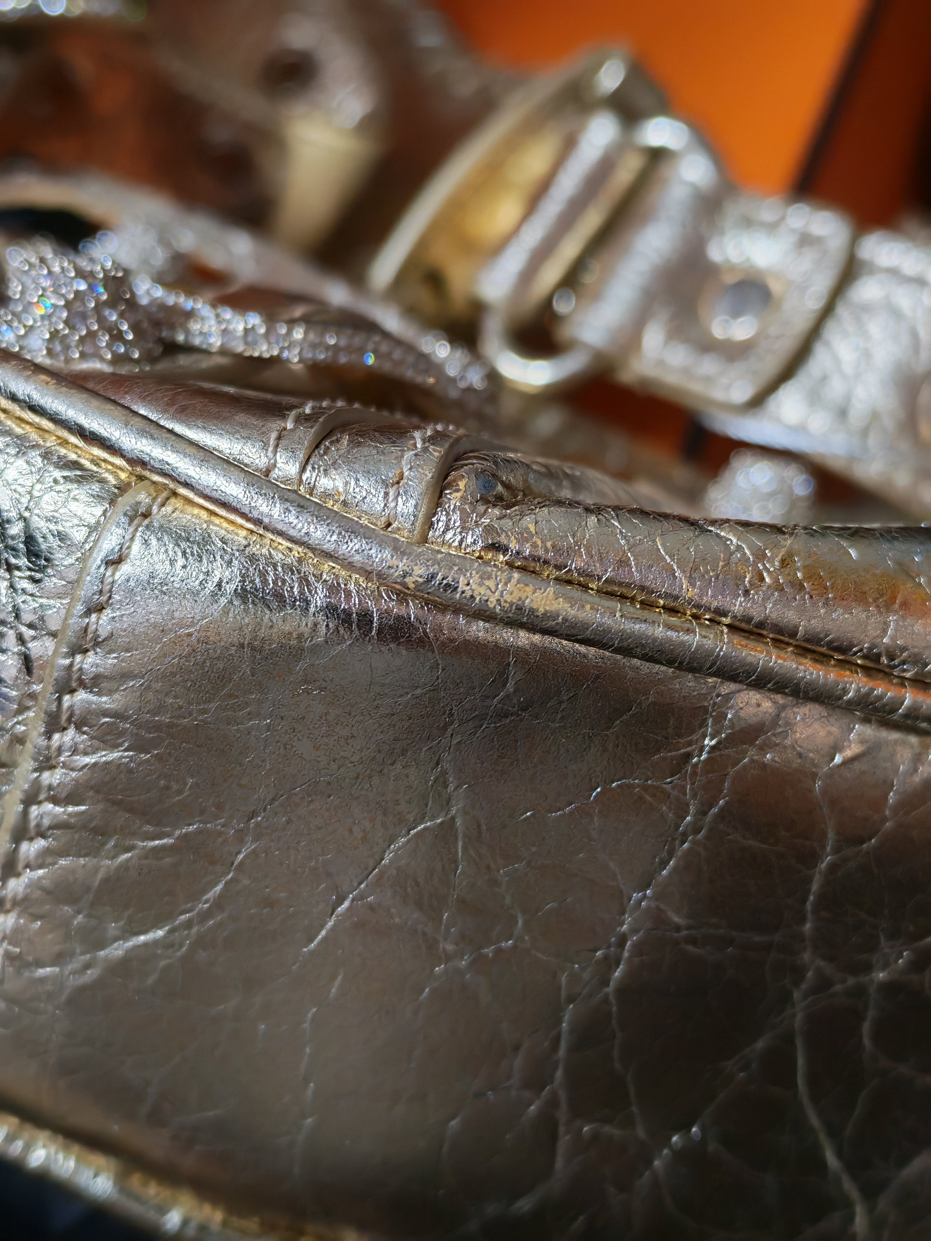 Le Cagole XS Metallic Gold Leather and Diamond Studded Hardware | Purse Maison Luxury Bags Shop
