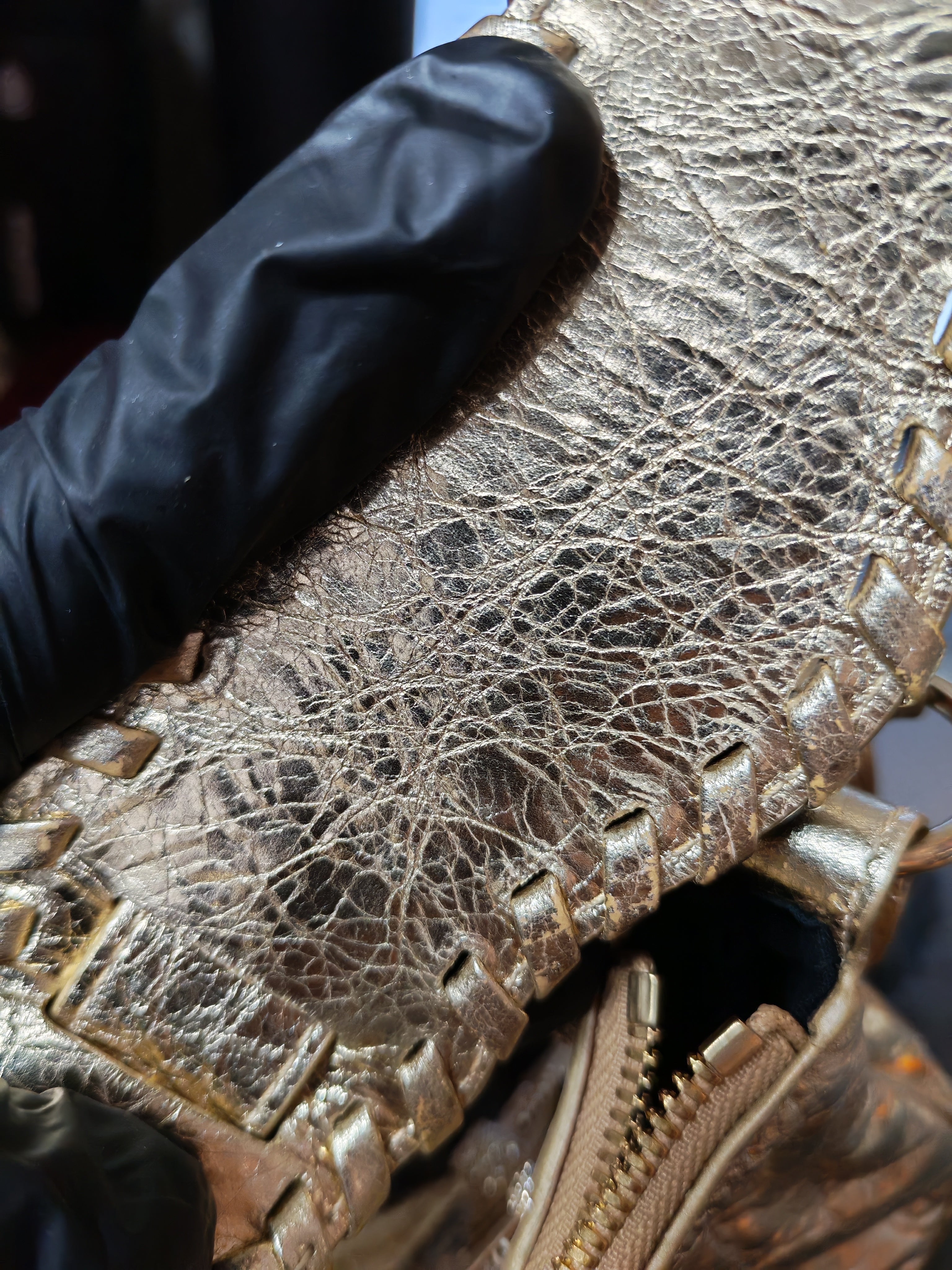 Le Cagole XS Metallic Gold Leather and Diamond Studded Hardware | Purse Maison Luxury Bags Shop