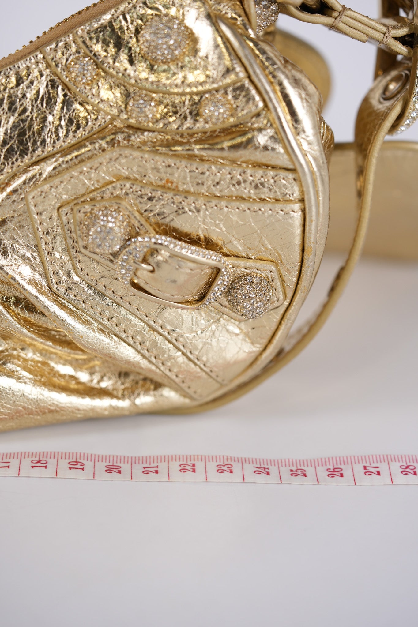 Le Cagole XS Metallic Gold Leather and Diamond Studded Hardware | Purse Maison Luxury Bags Shop
