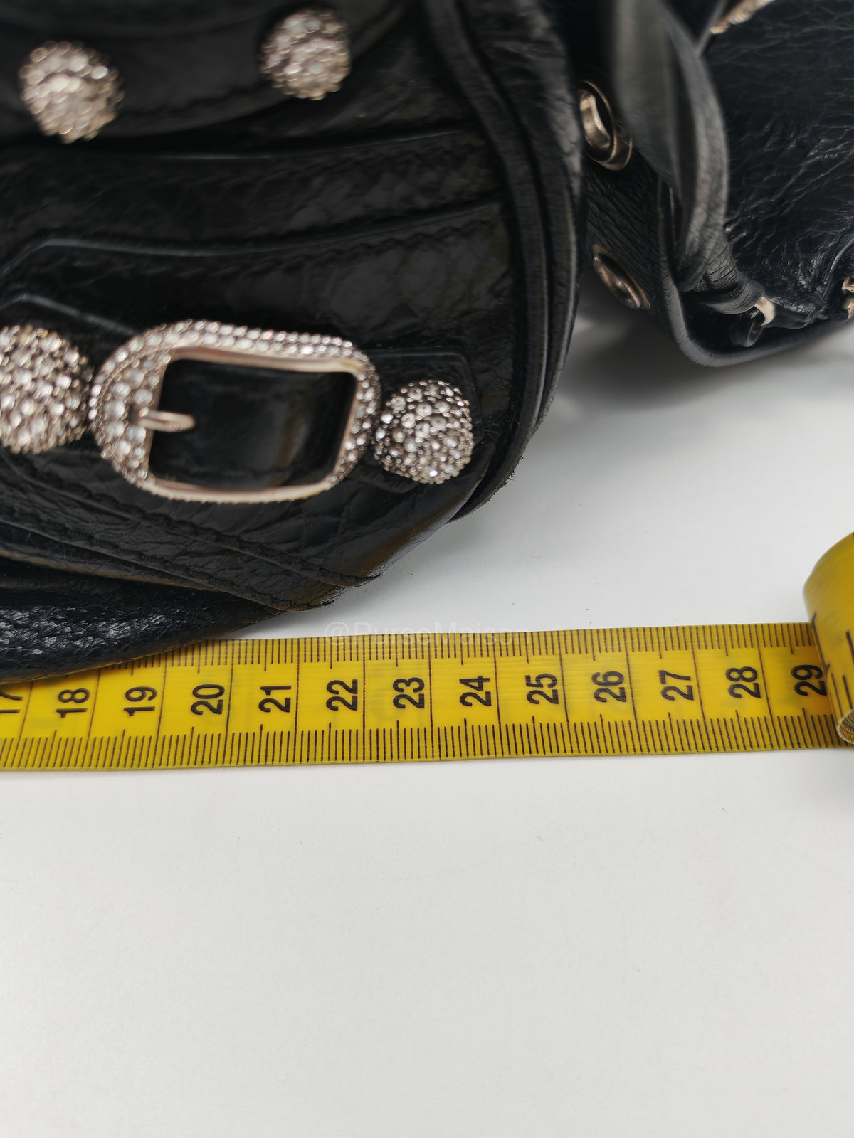Balenciaga Le Cagole XS Shoulder Bag in Arena Lambskin Shoulder Bag with Rhinestones