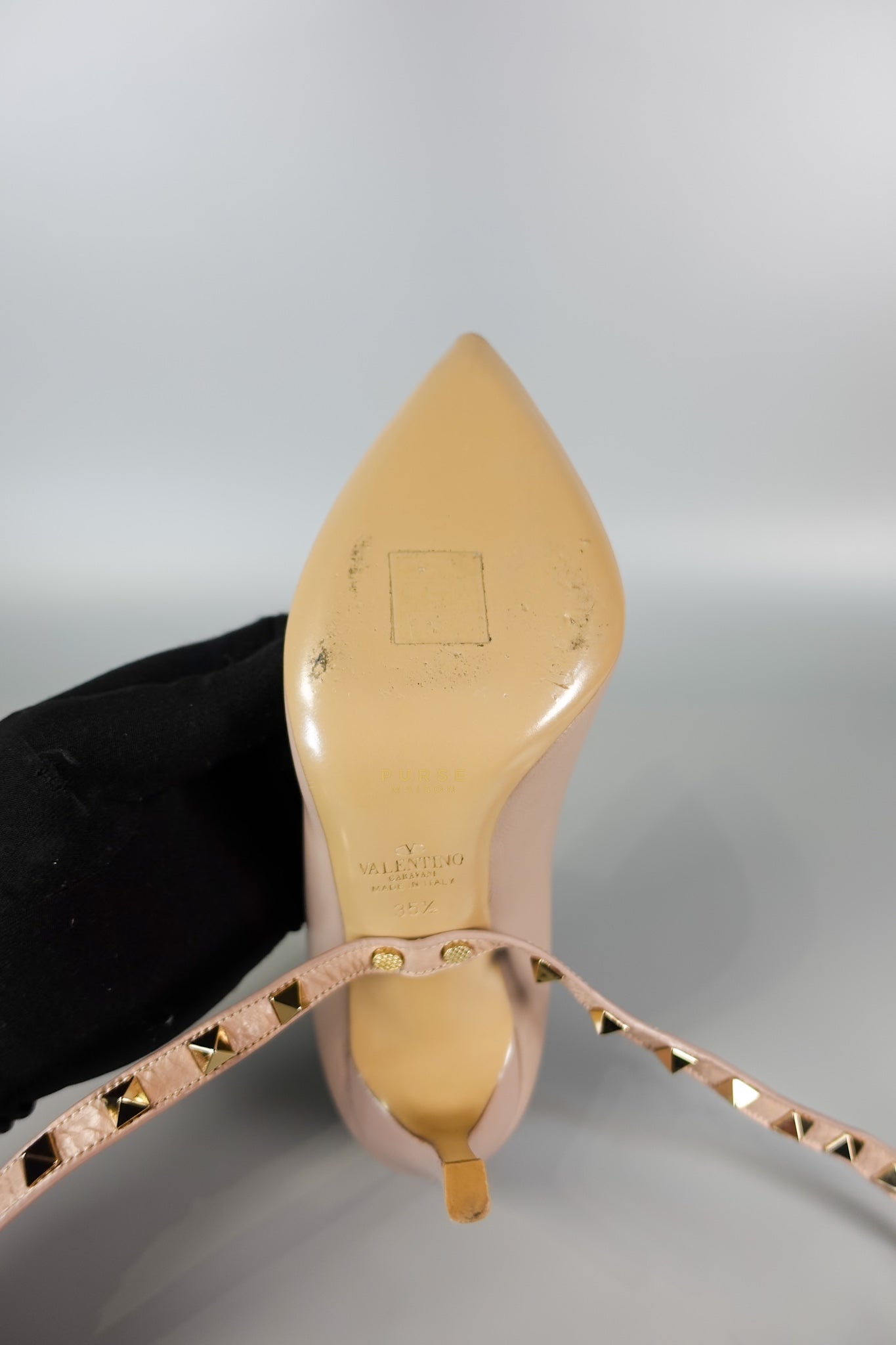 Leather Pumps with Rockstud Strap (Size 35.5EU 22.5cm) | Purse Maison Luxury Bags Shop