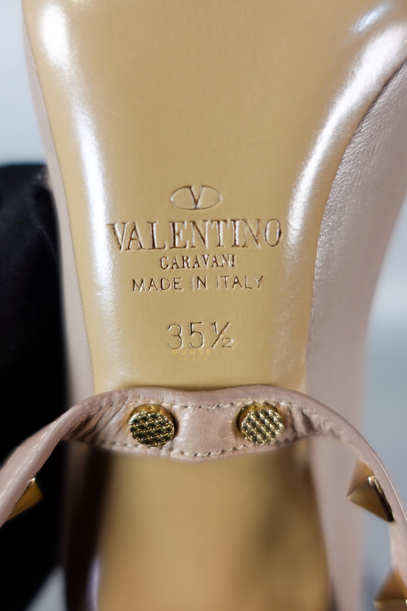 Leather Pumps with Rockstud Strap (Size 35.5EU 22.5cm) | Purse Maison Luxury Bags Shop