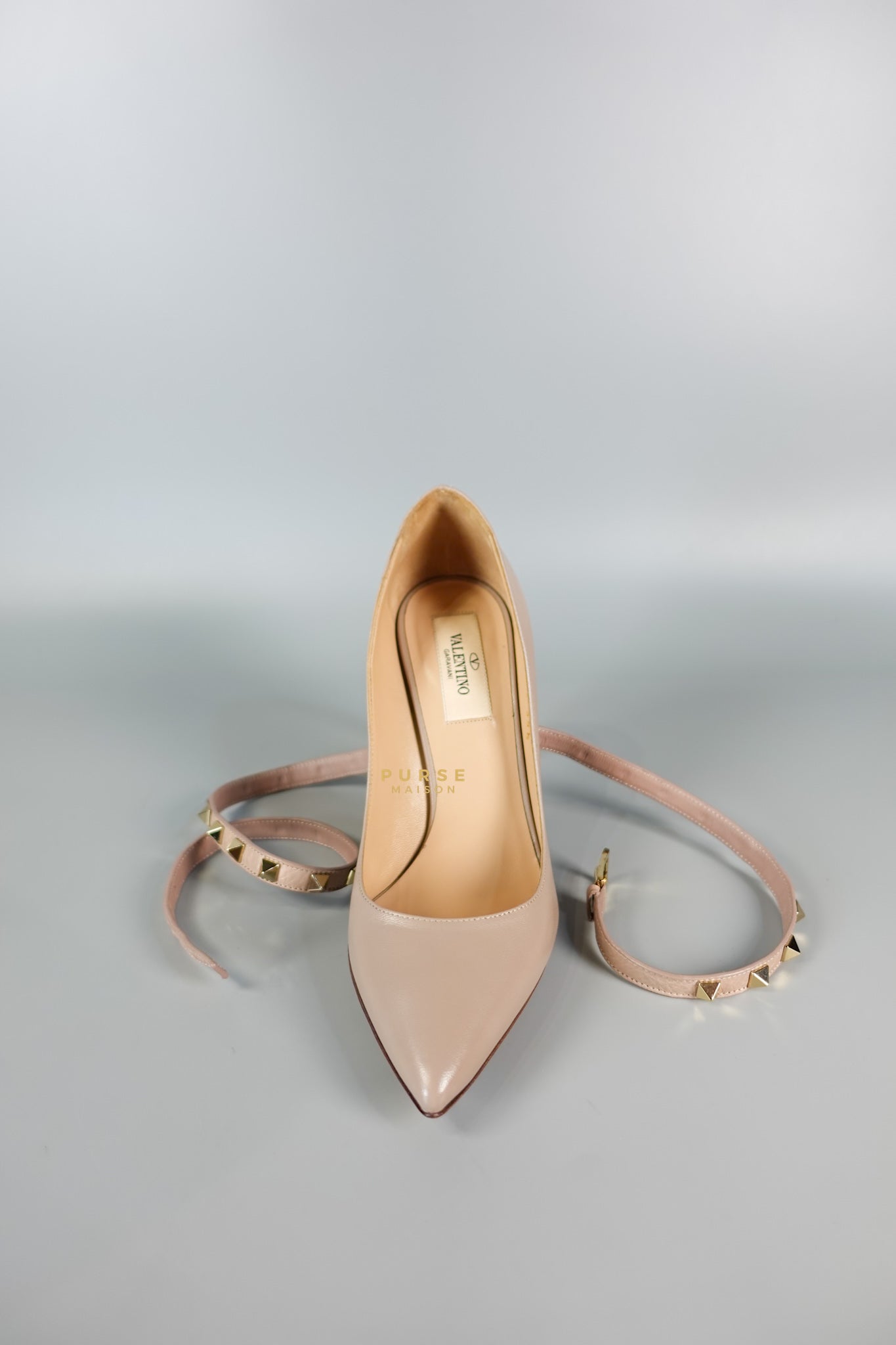 Leather Pumps with Rockstud Strap (Size 35.5EU 22.5cm) | Purse Maison Luxury Bags Shop