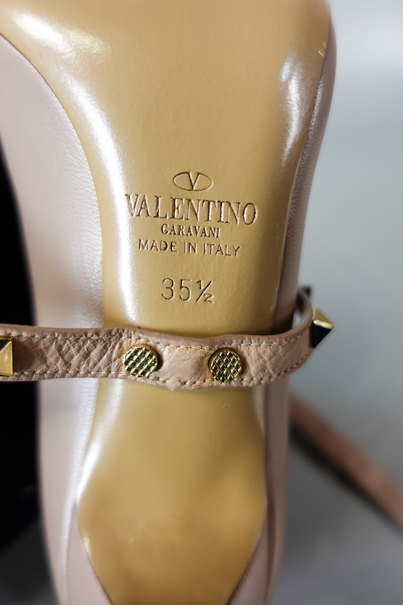 Leather Pumps with Rockstud Strap (Size 35.5EU 22.5cm) | Purse Maison Luxury Bags Shop