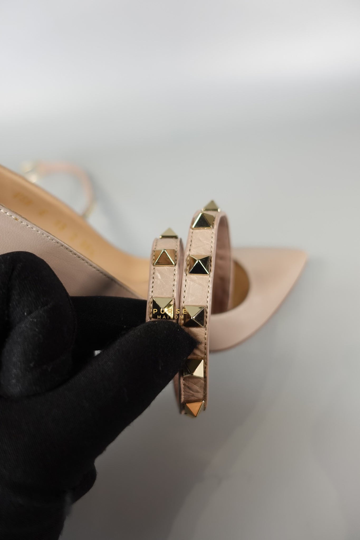 Leather Pumps with Rockstud Strap (Size 35.5EU 22.5cm) | Purse Maison Luxury Bags Shop