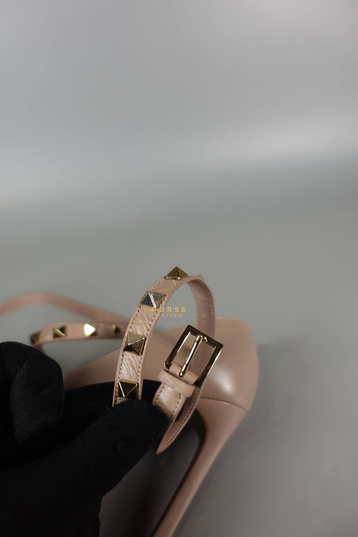 Leather Pumps with Rockstud Strap (Size 35.5EU 22.5cm) | Purse Maison Luxury Bags Shop
