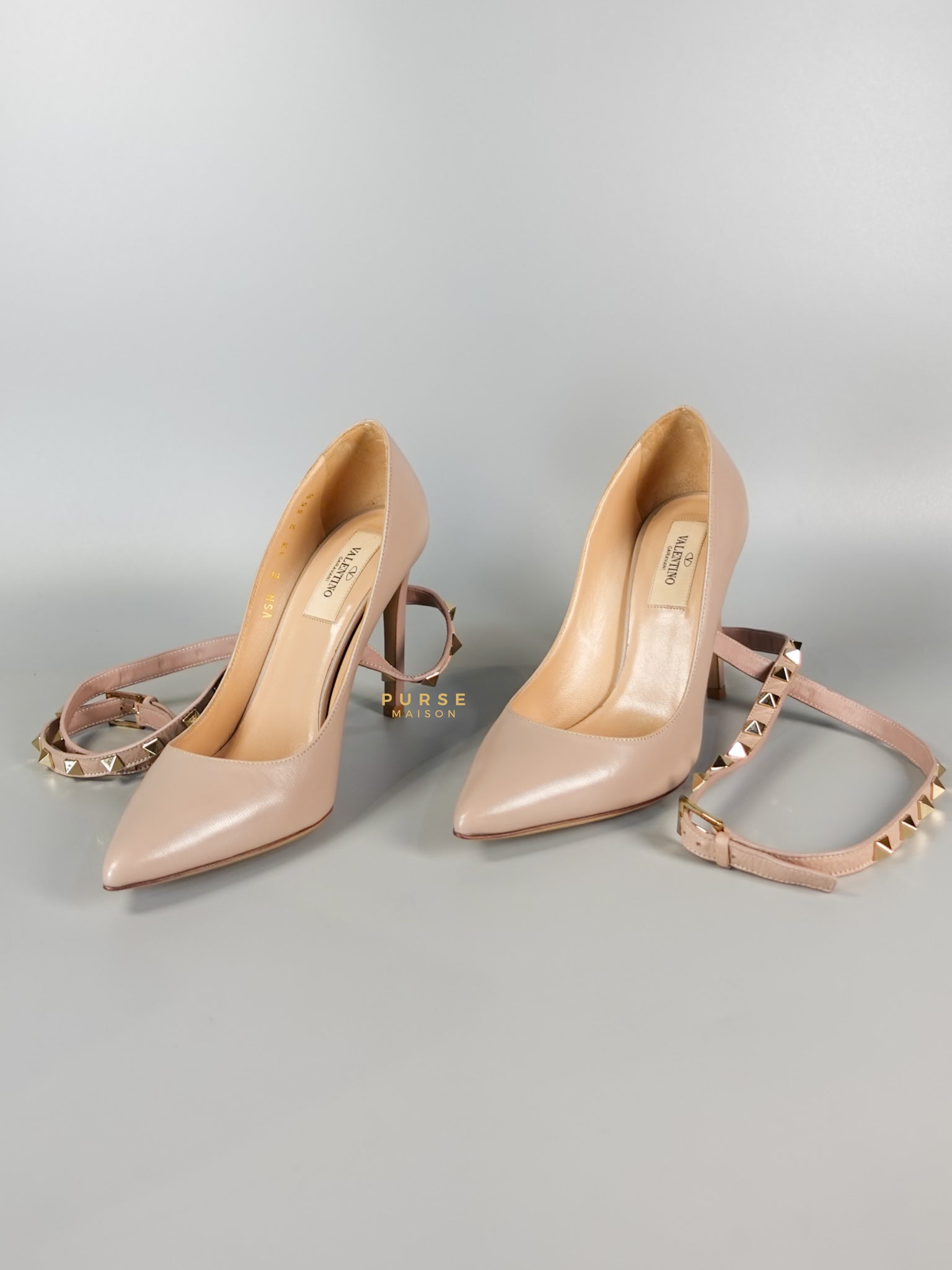 Leather Pumps with Rockstud Strap (Size 35.5EU 22.5cm) | Purse Maison Luxury Bags Shop