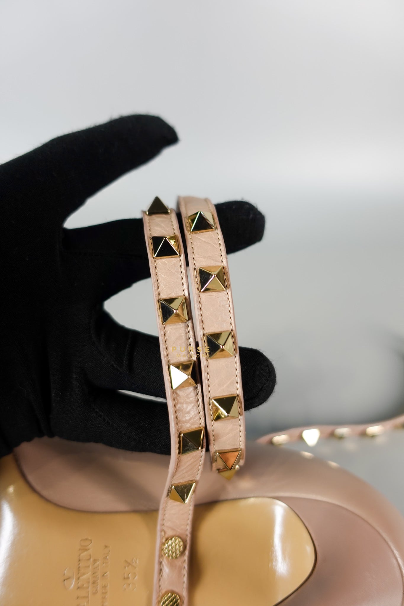 Leather Pumps with Rockstud Strap (Size 35.5EU 22.5cm) | Purse Maison Luxury Bags Shop