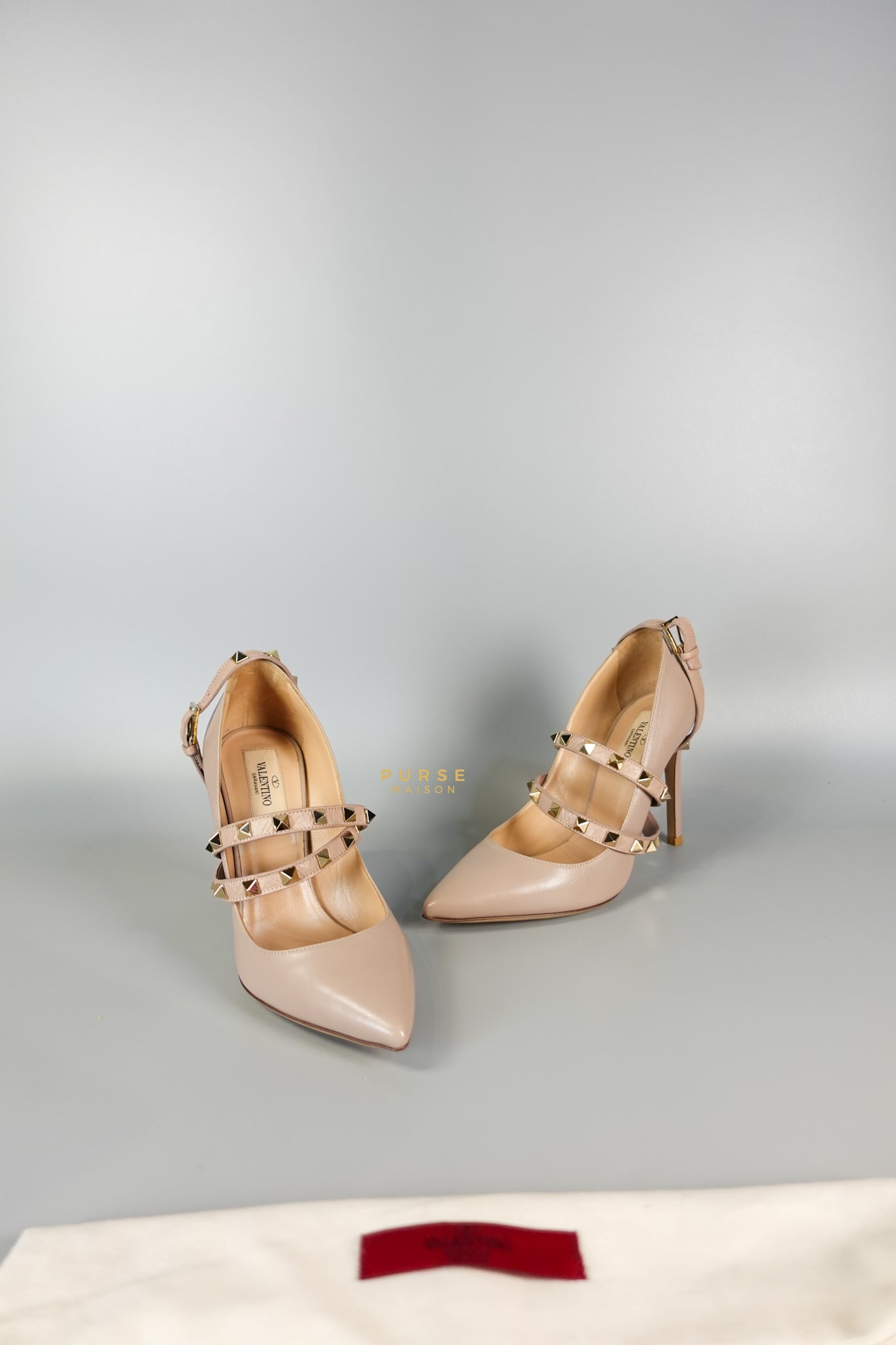 Leather Pumps with Rockstud Strap (Size 35.5EU 22.5cm) | Purse Maison Luxury Bags Shop
