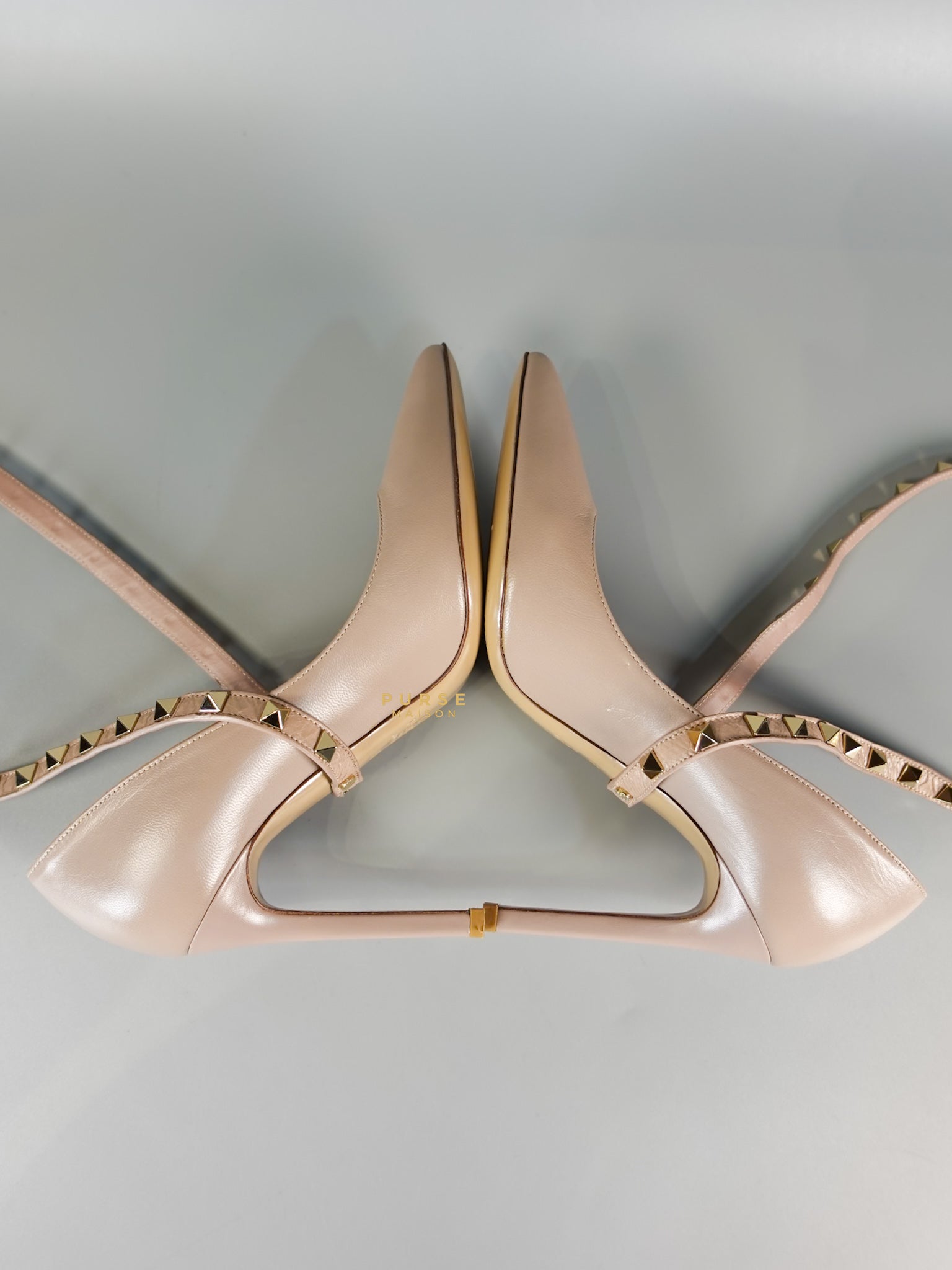 Leather Pumps with Rockstud Strap (Size 35.5EU 22.5cm) | Purse Maison Luxury Bags Shop
