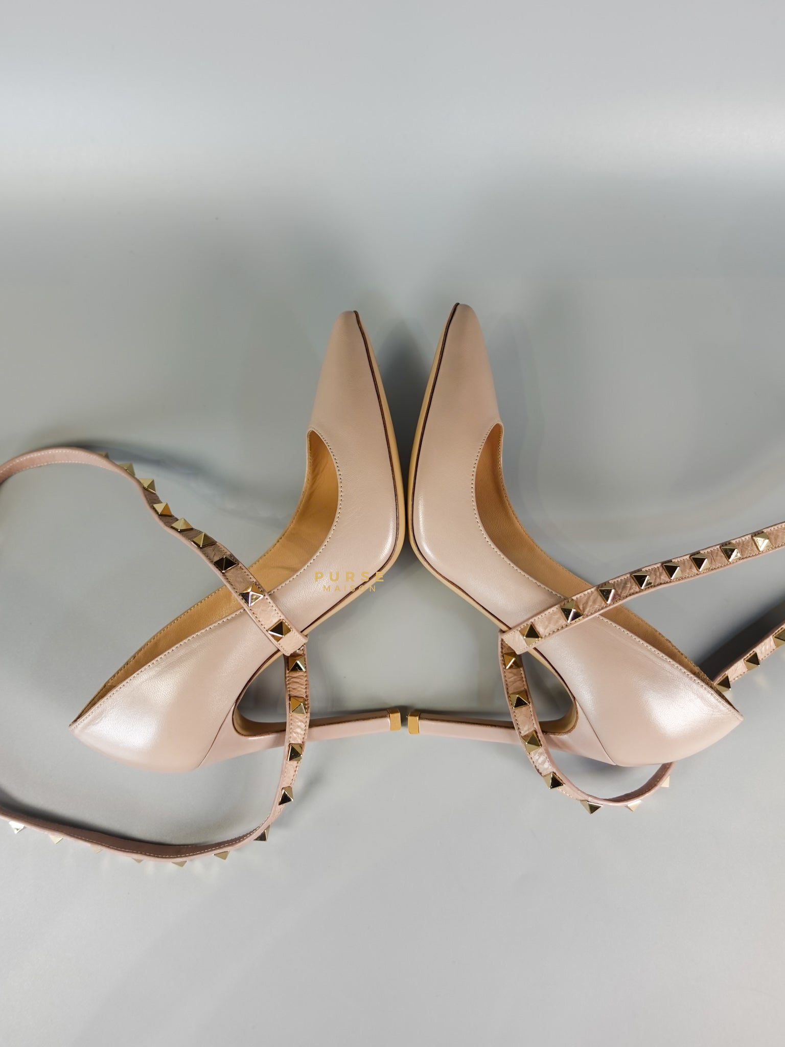 Leather Pumps with Rockstud Strap (Size 35.5EU 22.5cm) | Purse Maison Luxury Bags Shop