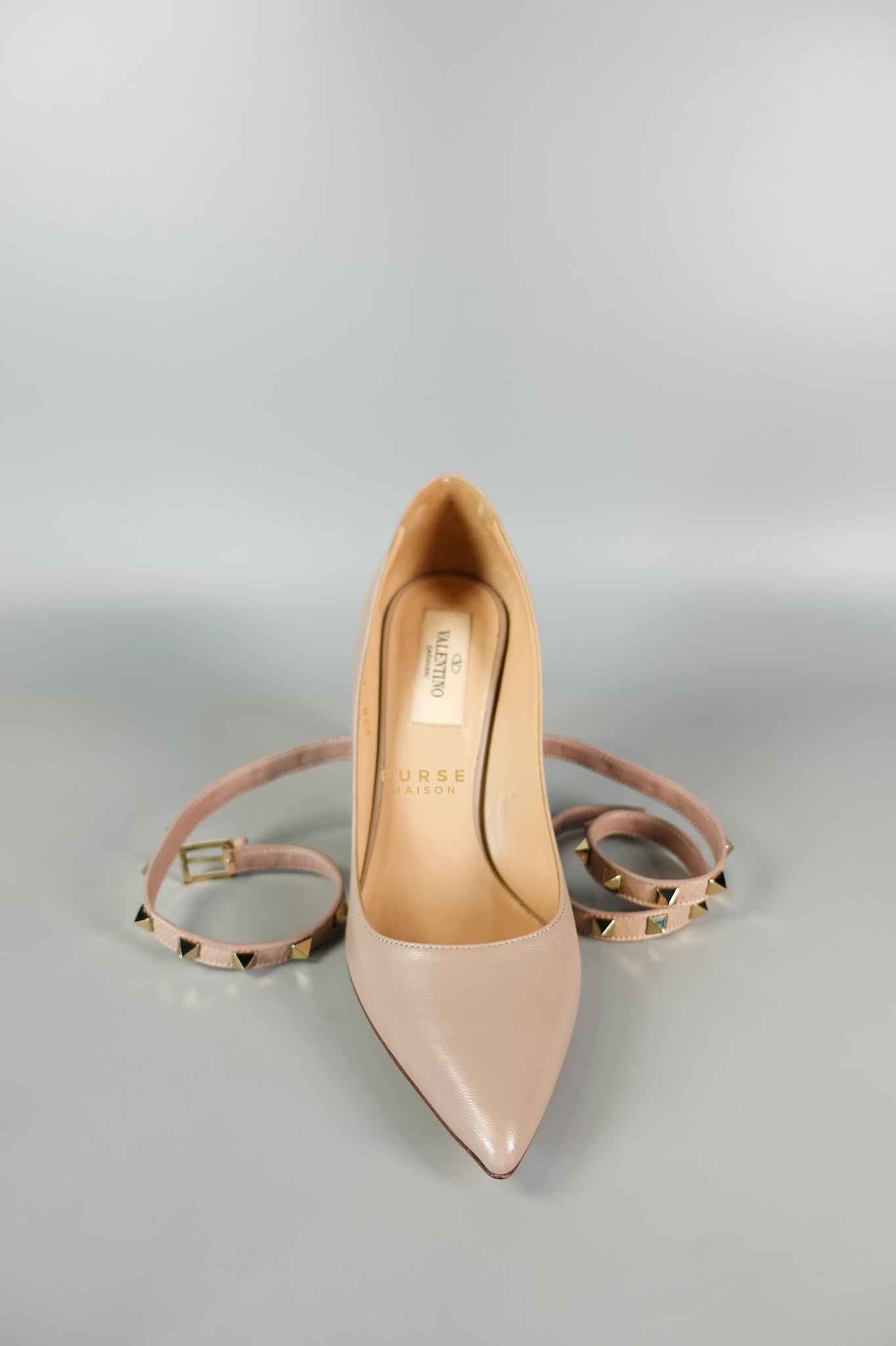 Leather Pumps with Rockstud Strap (Size 35.5EU 22.5cm) | Purse Maison Luxury Bags Shop