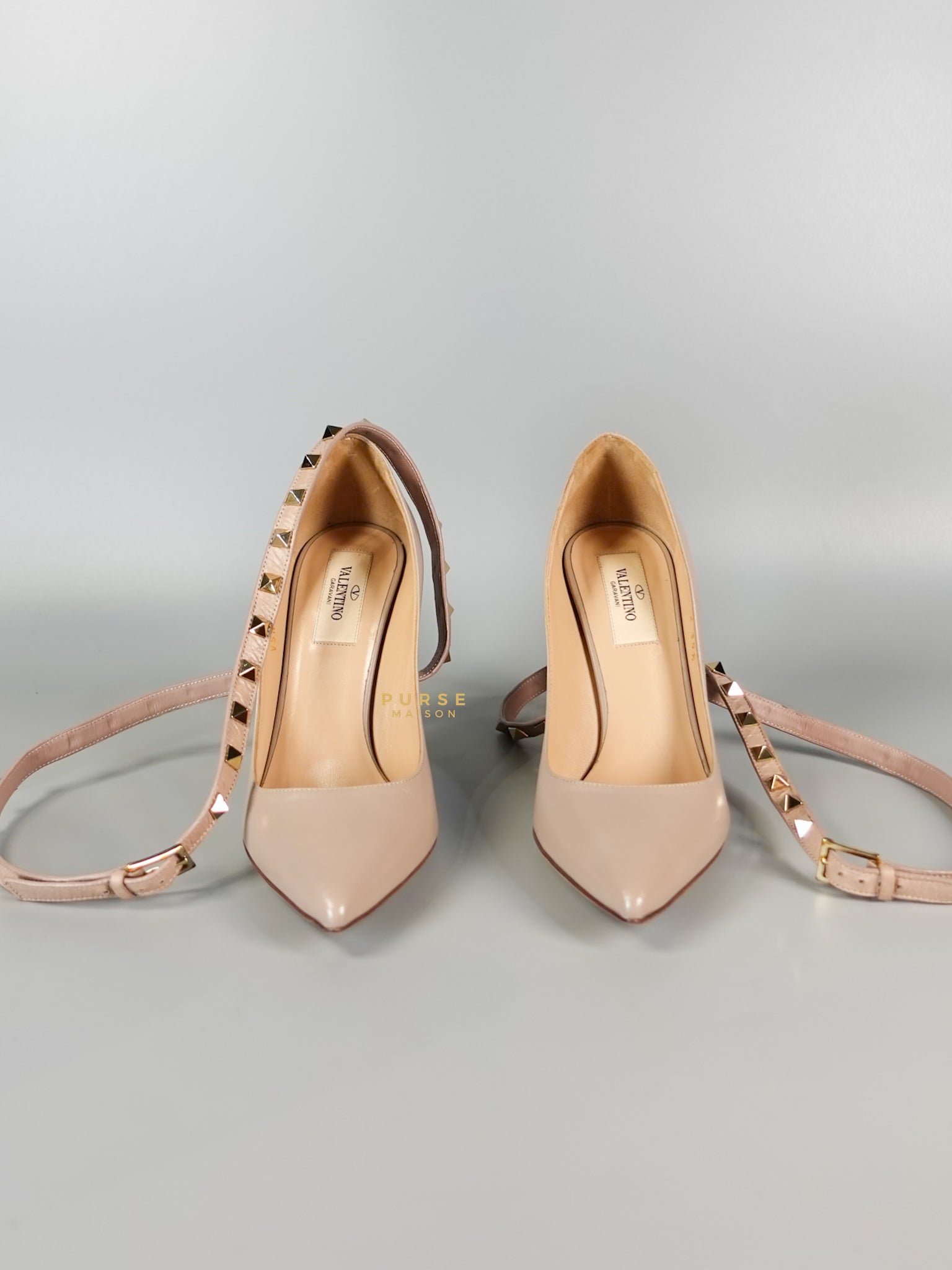 Leather Pumps with Rockstud Strap (Size 35.5EU 22.5cm) | Purse Maison Luxury Bags Shop
