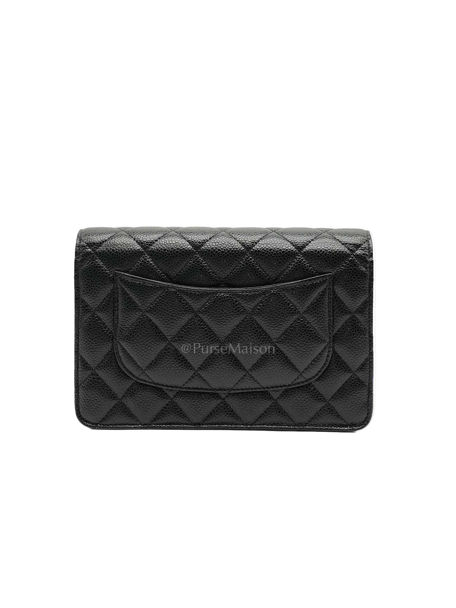 Chanel Wallet on Chain (WOC) in Black Quilted Caviar Leather and Gold Hardware Series 26 | Purse Maison Luxury Bags Shop