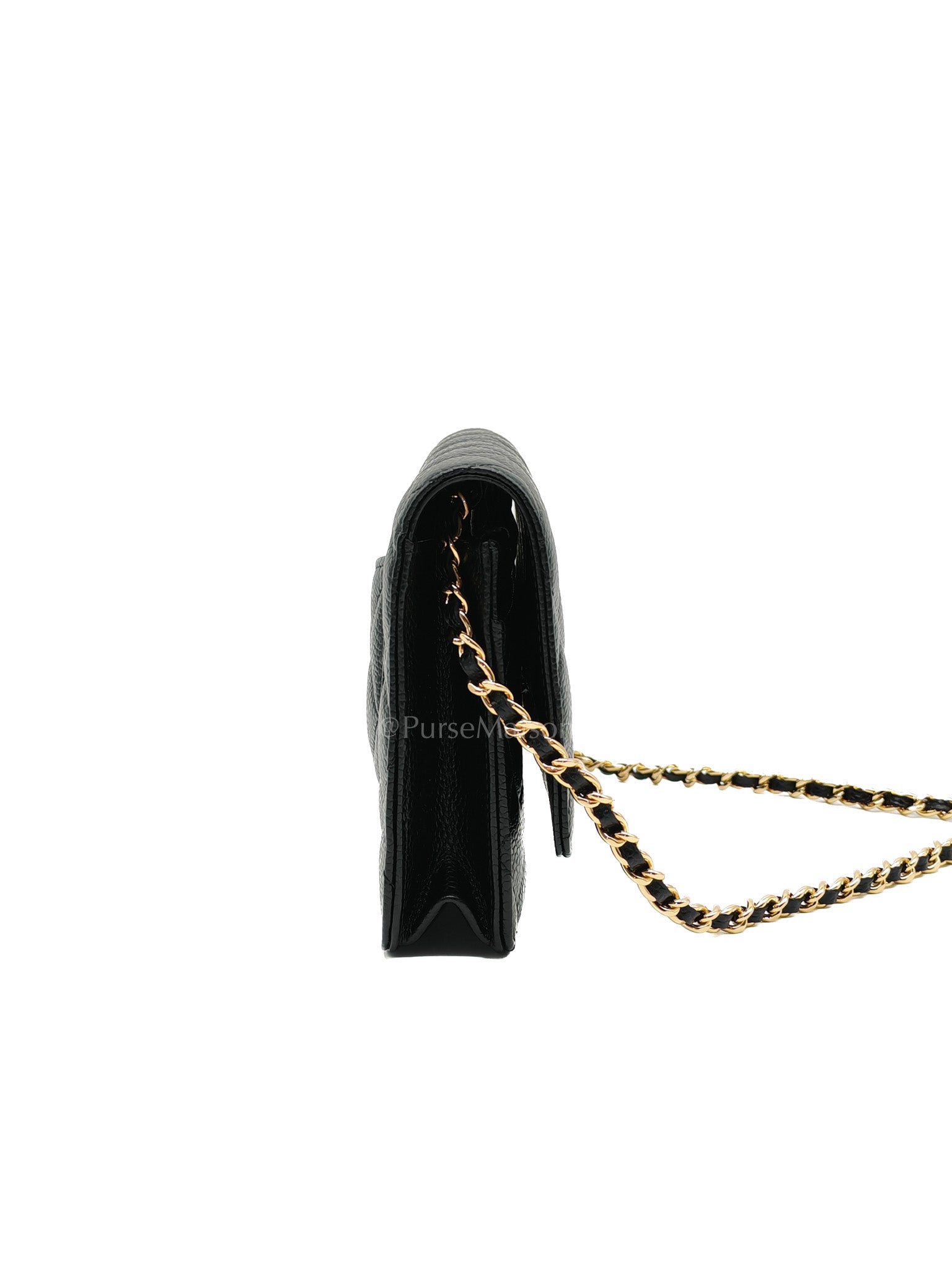 Chanel Wallet on Chain (WOC) in Black Quilted Caviar Leather and Gold Hardware Series 26 | Purse Maison Luxury Bags Shop