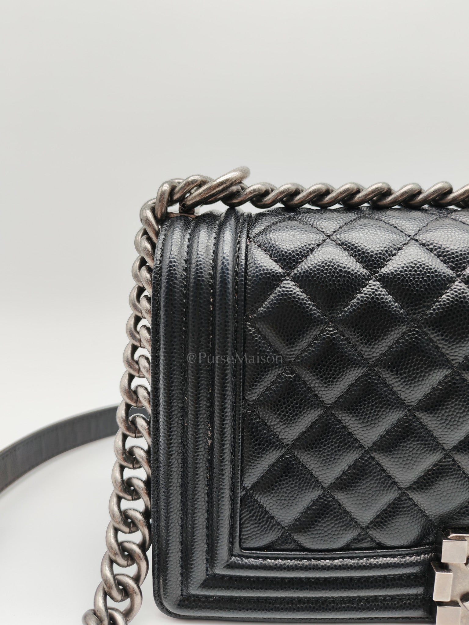 Le Boy Old Medium in Black Caviar Leather & Ruthenium Hardware (Series 28)