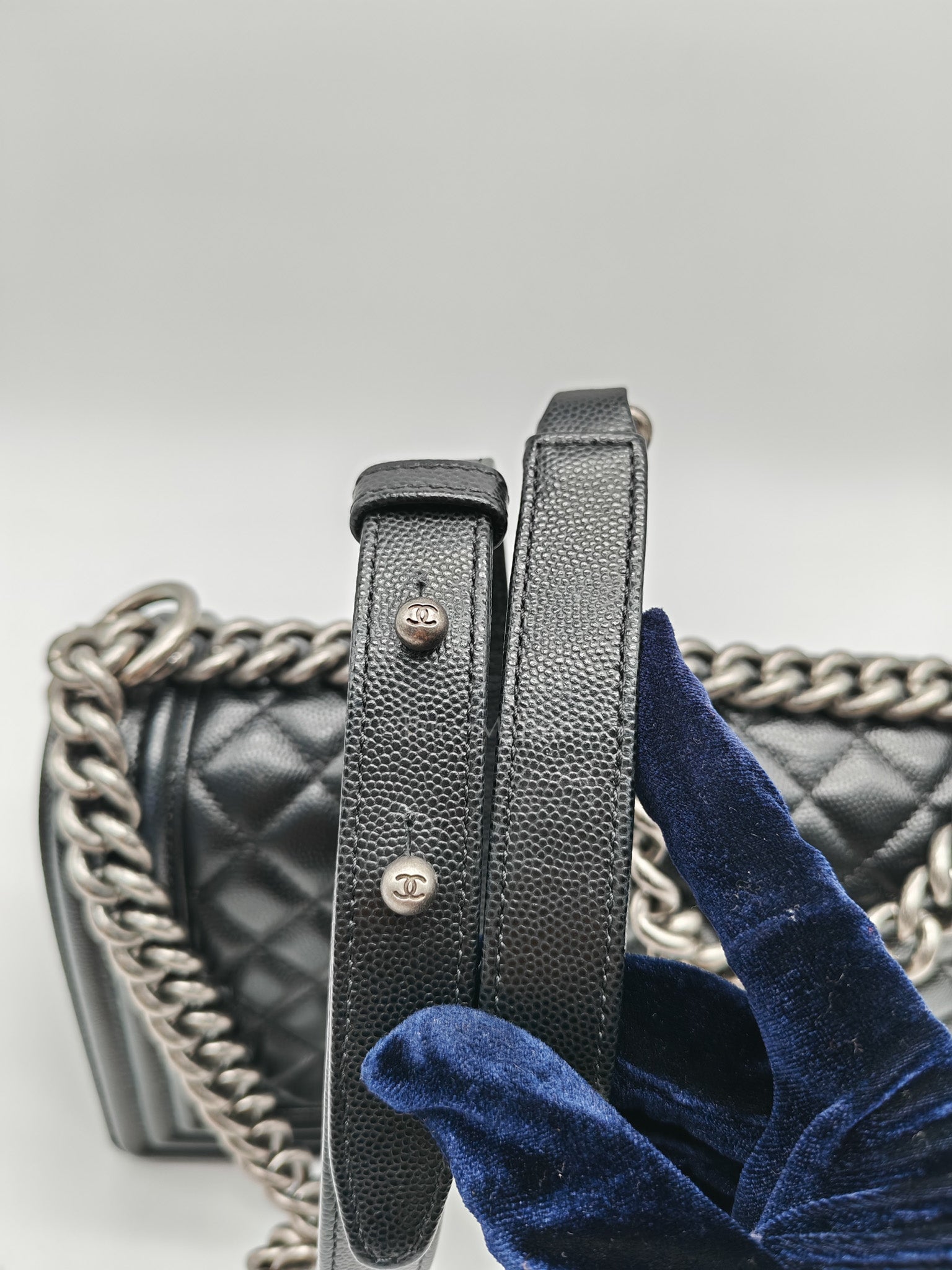 Le Boy Old Medium in Black Caviar Leather & Ruthenium Hardware (Series 28)