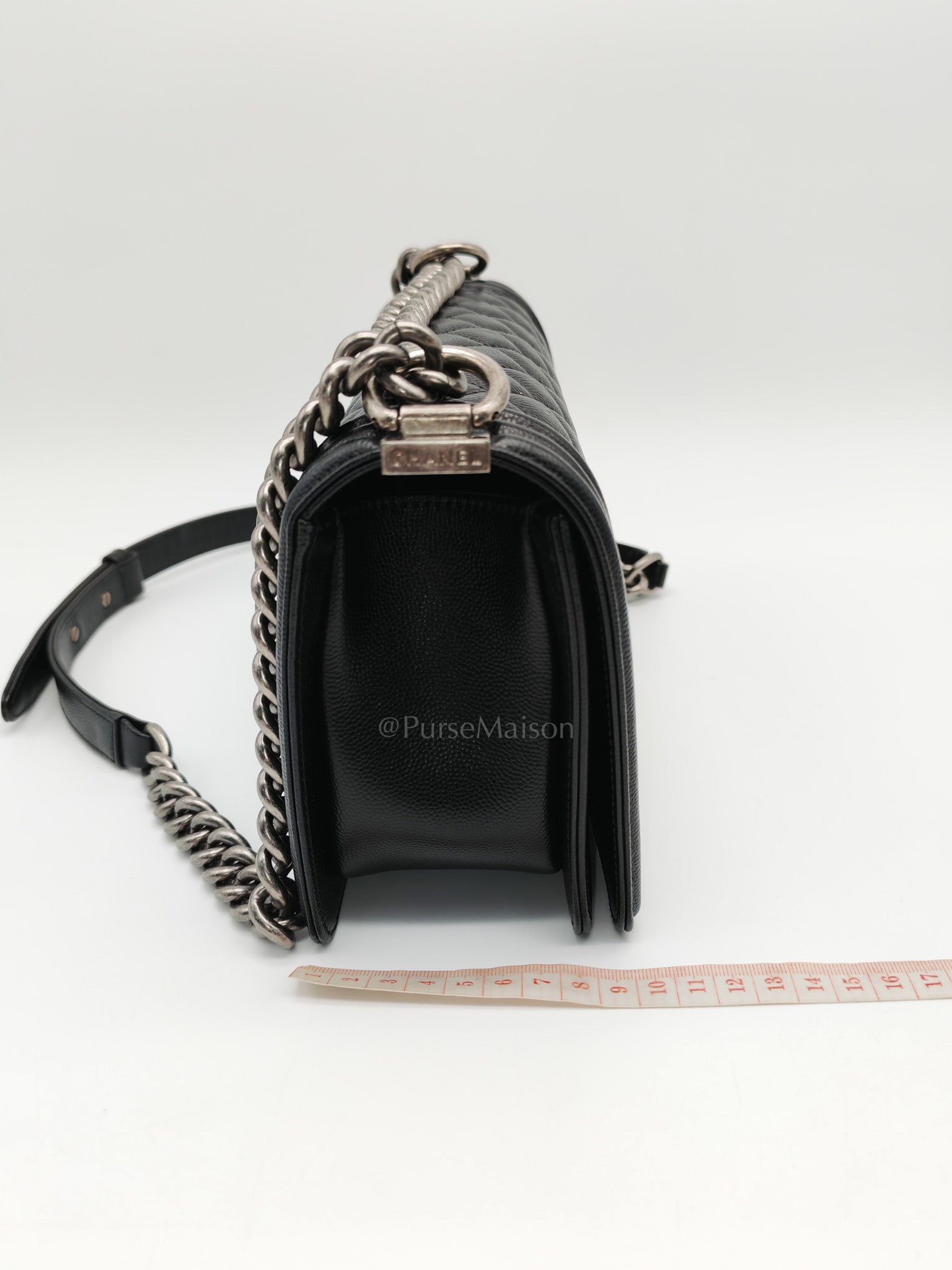 Le Boy Old Medium in Black Caviar Leather & Ruthenium Hardware (Series 28)