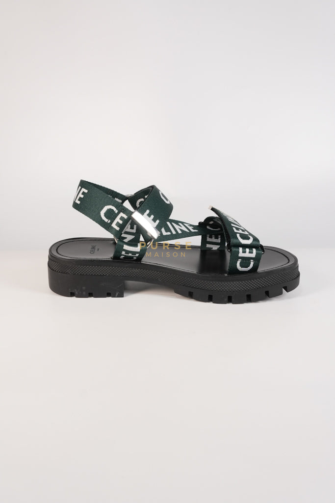 Leo Sandals in Black/Green Size 38 EU (24cm) | Purse Maison Luxury Bags Shop