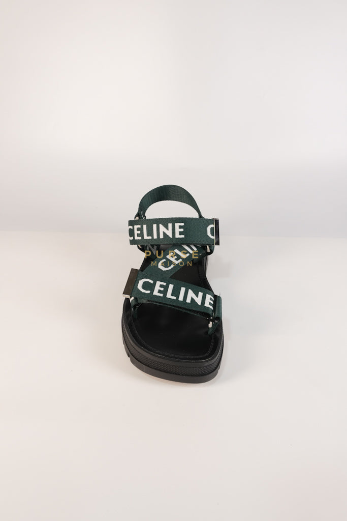 Leo Sandals in Black/Green Size 38 EU (24cm) | Purse Maison Luxury Bags Shop