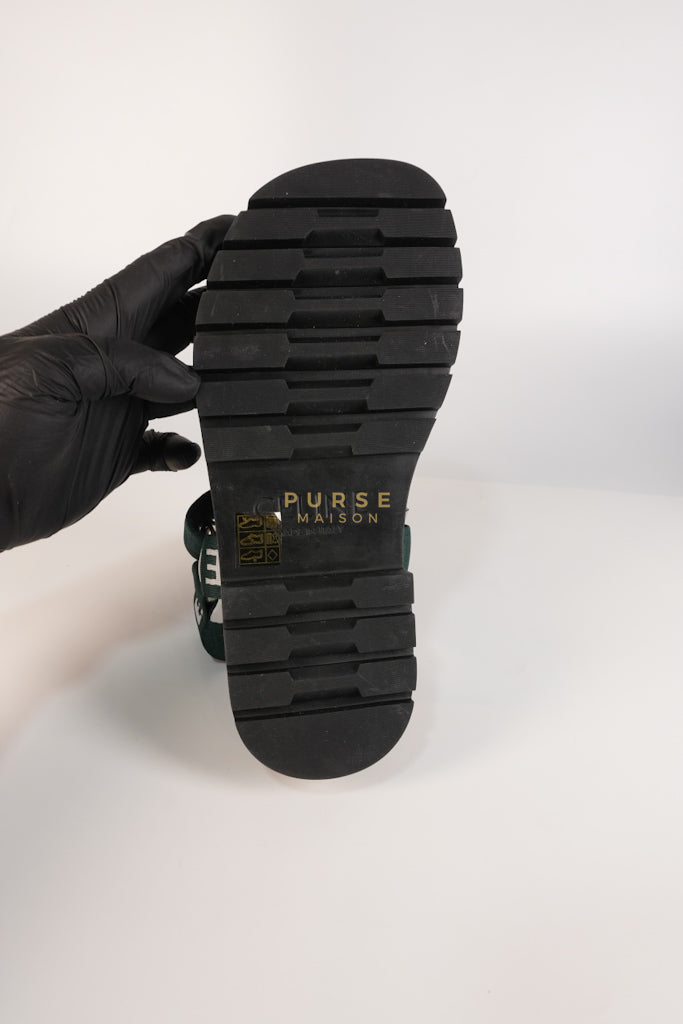 Leo Sandals in Black/Green Size 38 EU (24cm) | Purse Maison Luxury Bags Shop