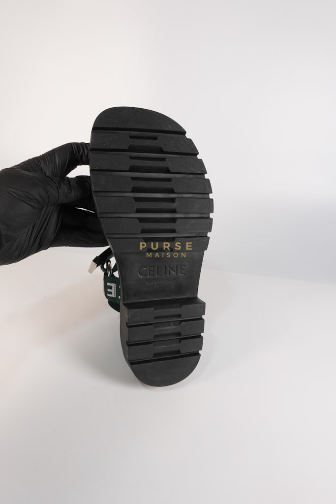 Leo Sandals in Black/Green Size 38 EU (24cm) | Purse Maison Luxury Bags Shop