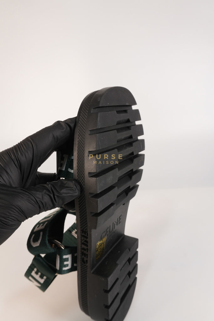 Leo Sandals in Black/Green Size 38 EU (24cm) | Purse Maison Luxury Bags Shop