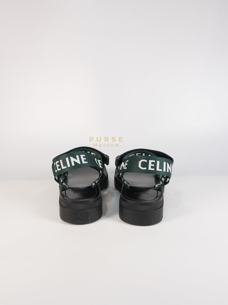 Leo Sandals in Black/Green Size 38 EU (24cm) | Purse Maison Luxury Bags Shop