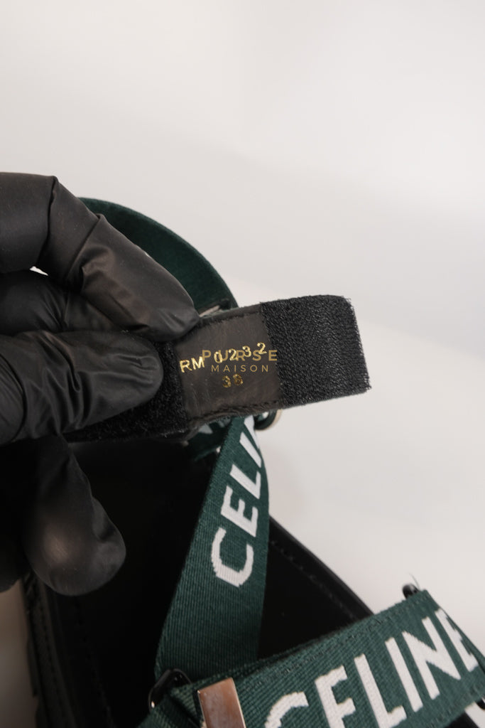 Leo Sandals in Black/Green Size 38 EU (24cm) | Purse Maison Luxury Bags Shop