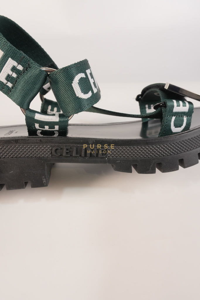 Leo Sandals in Black/Green Size 38 EU (24cm) | Purse Maison Luxury Bags Shop