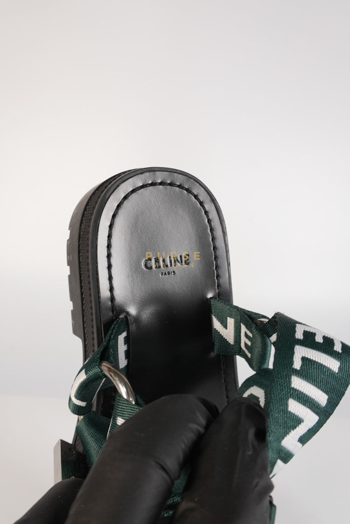 Leo Sandals in Black/Green Size 38 EU (24cm) | Purse Maison Luxury Bags Shop