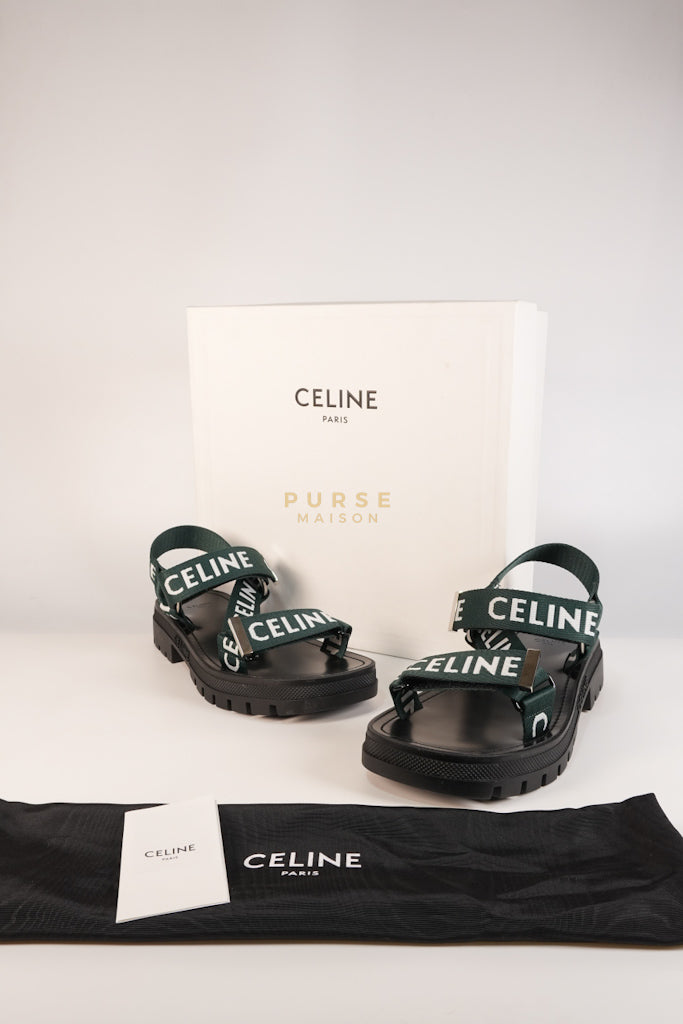 Leo Sandals in Black/Green Size 38 EU (24cm) | Purse Maison Luxury Bags Shop