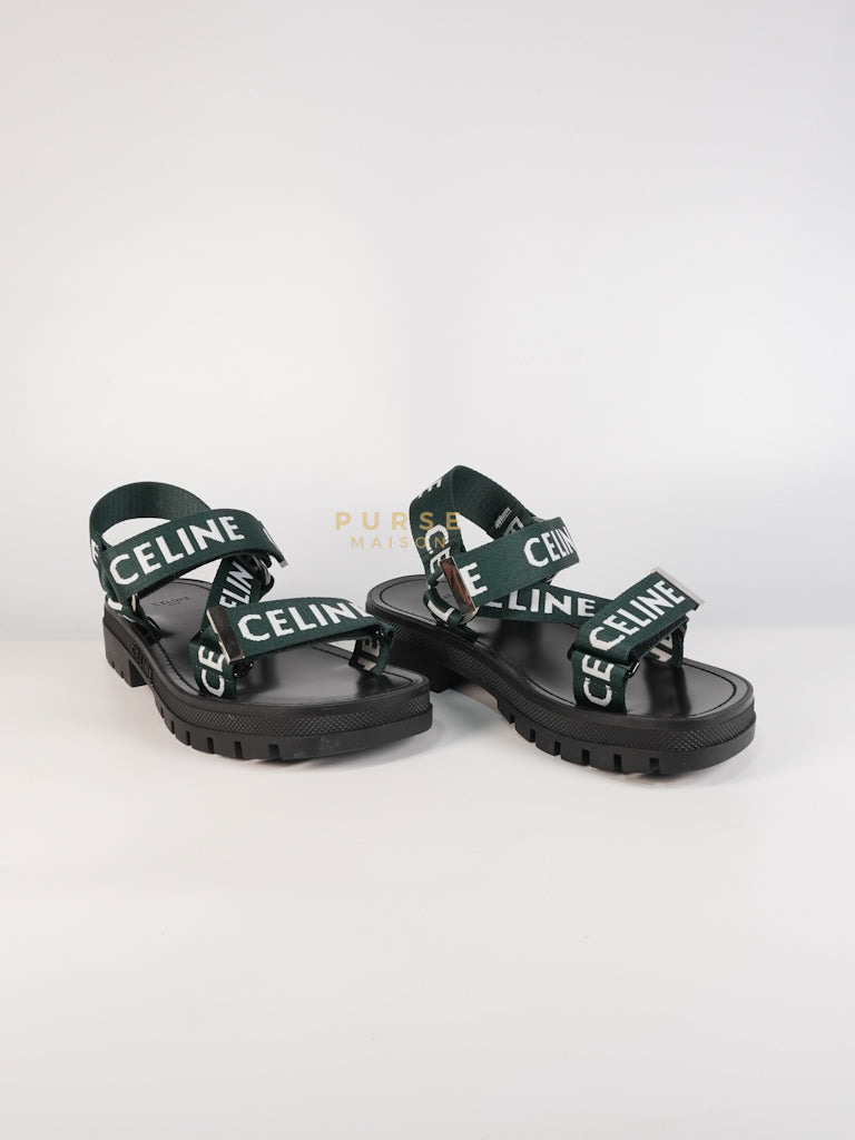 Leo Sandals in Black/Green Size 38 EU (24cm) | Purse Maison Luxury Bags Shop