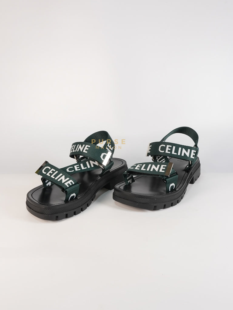 Leo Sandals in Black/Green Size 38 EU (24cm) | Purse Maison Luxury Bags Shop